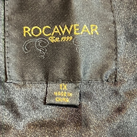 𝅺Rocawear Womens Faux leather Black shiny  1X Retro Vintage Y2K Jacket - Picture 7 of 12